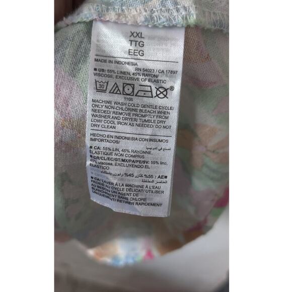 Old Navy Fit & Flare Floral Linen-Blend Mini Dress Size XXL Pockets Pastel Color - Picture 5 of 8